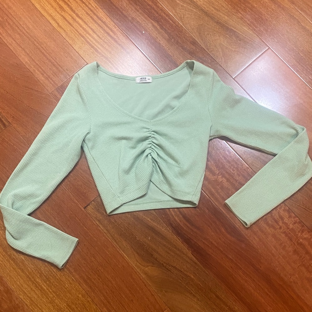 Ardene Light Green Ruched Crop Top